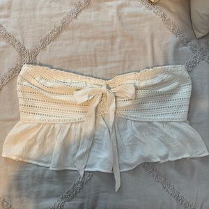 Off White Cropped Summer Tube Top